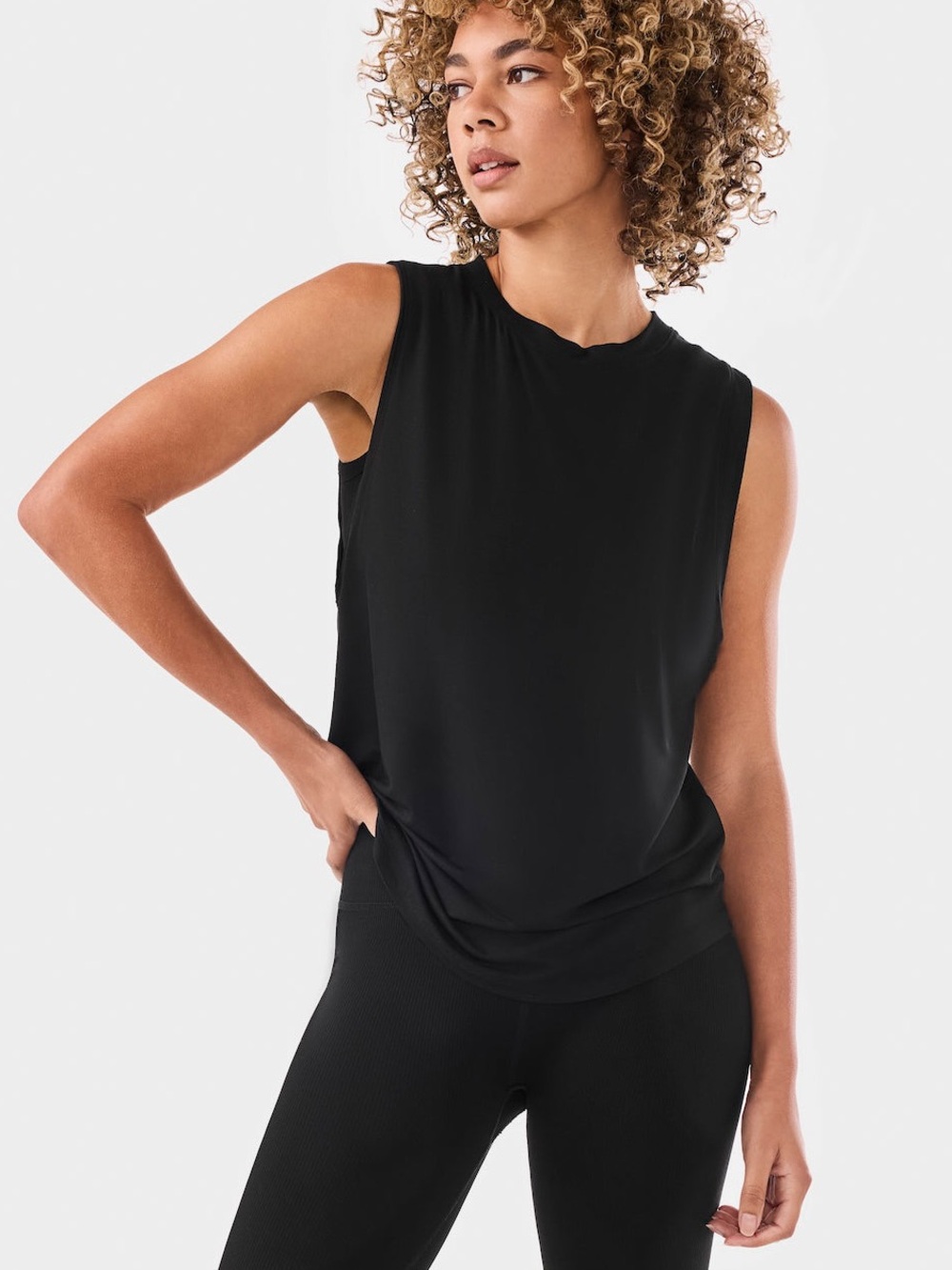 NWT Tavi Active High Neck Muscle Tank - Ebony / Large